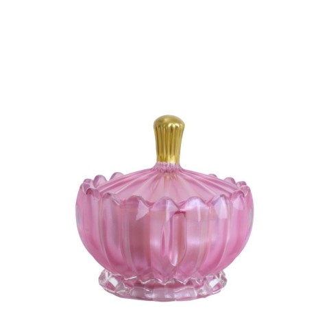 CANDELA CONCHIGLIA VETRO 11CM ROSA